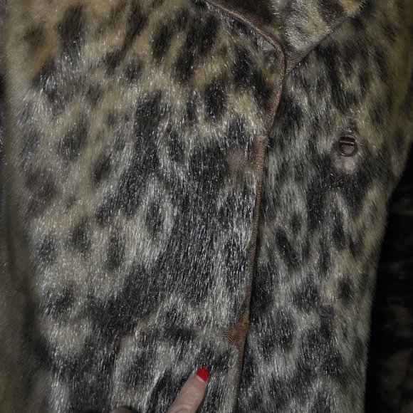 Tailored Golden Ivory Spotted Brown Car Coat Winter Jacket. Seal Skin - Picture 9 of 11